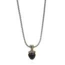 TWO TONE BLACK CRYSTAL PENDANT NECKLACE