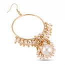 Tazza Women's Gold-Tone Faux Pearl Jhumka Hoop Earrings | Indian Chandbali Jhumki Dangle Earrings | Ethnic Bridal & Festival Fashion Costume Jewelry