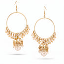 Tazza Women's Gold-Tone Faux Pearl Jhumka Hoop Earrings | Indian Chandbali Jhumki Dangle Earrings | Ethnic Bridal & Festival Fashion Costume Jewelry