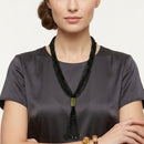 Black Multi Layered Seed Beads Tassel Long Necklace