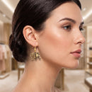 Women's Antique Gold-Tone Filigree Elephant Dangle Earrings | Vintage Boho Lucky Elephant Drop Earrings | Fashion Costume Jewelry (1.5")