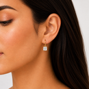 Gold Tone Clear Square  Leverback Earrings for Women – 0.8" Dangle Earrings | Elegant Fashion Jewelry