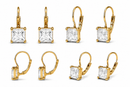 Gold Tone Clear Square  Leverback Earrings for Women – 0.8" Dangle Earrings | Elegant Fashion Jewelry