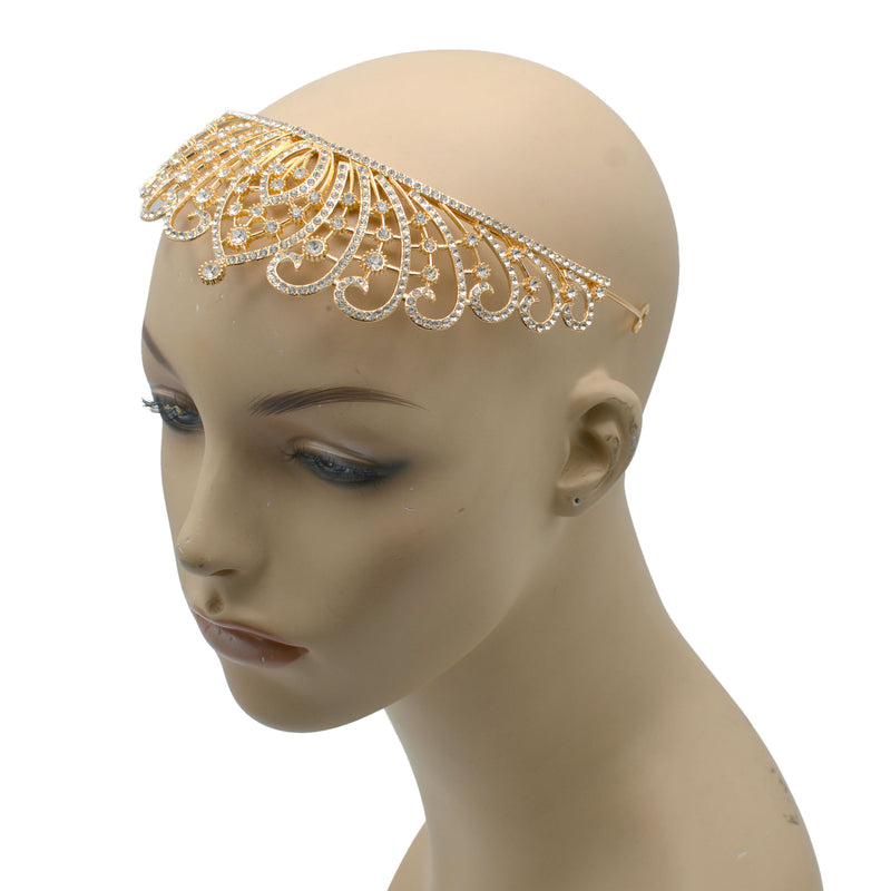 Gold Crystal head piece for Bridal crown topper hair peace