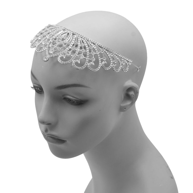Silver Crystal head piece for Bridal crown topper hair peace