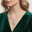 TWO TONE CRYSTAL MARCASITE FINISH  REVERSIBLE PENDANT NECKLACE