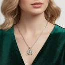 TWO TONE CRYSTAL MARCASITE FINISH  REVERSIBLE PENDANT NECKLACE