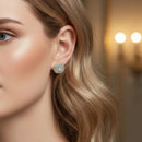 TWO TONE CRYSTAL MARCASITE FINISH ROUND EARRINGS