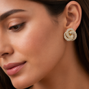 Gold Rhinestone Crystal Interlock Earrings