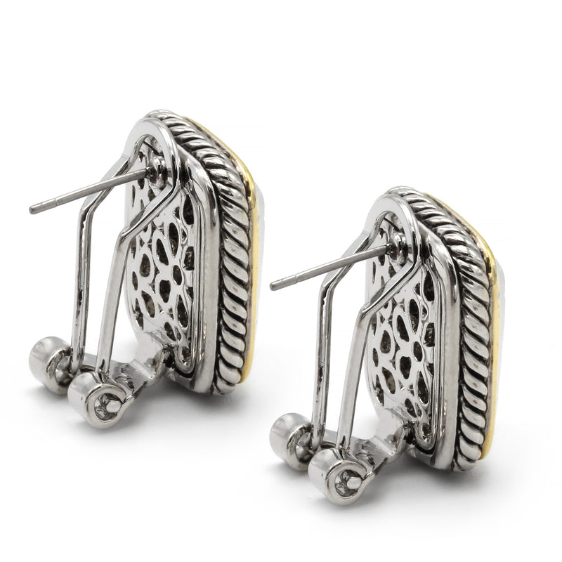 TWO TONE CRYSTAL PAVE POST EARRINGS