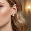 TWO TONE MOTHER OF PEARL ENGRAVED STUD EARRING