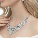 SILVER CRYSTAL CHOKER NECKLACE AND EARRINGS SET