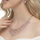 ROSE GOLD CRYSTAL CHOKER NECKLACE AND EARRINGS SET