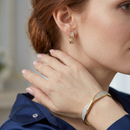 2.5"Gold-Tone Glitter Hinged Bracelet - Sparkling Cuff Bangle - Adjustable Dressy Jewelry for Women
