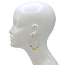 Gold Hoop Earrings with Pastel Beads and Half-Moon Charm2.5"