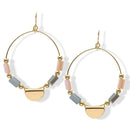 Gold Hoop Earrings with Pastel Beads and Half-Moon Charm2.5"