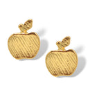 0.5" Apple Stud Earrings - Delicate Fruit-Shaped Post Back Earrings - Gold/Silver-Tone Cute Jewelry