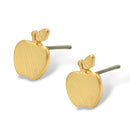 0.5" Apple Stud Earrings - Delicate Fruit-Shaped Post Back Earrings - Gold/Silver-Tone Cute Jewelry