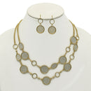 Gold and Silver sanded glitter necklace and earrings set