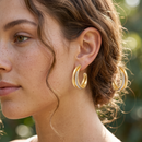 Women’s 1-Inch Gold-Tone Open Hoop Earrings with Silver-Tone Sparkle Accent, Two-Tone Post-Back Fashion Jewelry