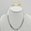 SILVER  3 ROW SNAKE CHAIN NECKLACE AND SET OF THREE 6MM SILVER AND GOLD DRUZY EARRINGS SET