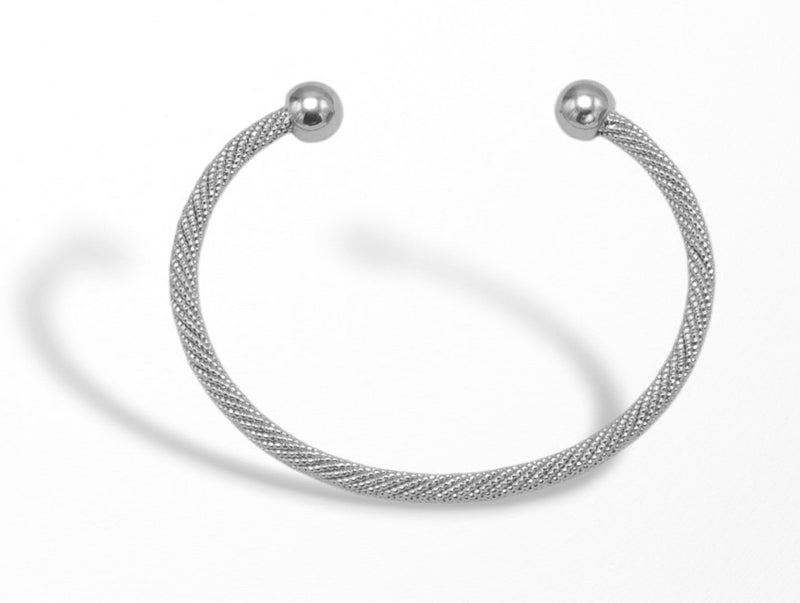 Rhodium Ball cuff Bracelet