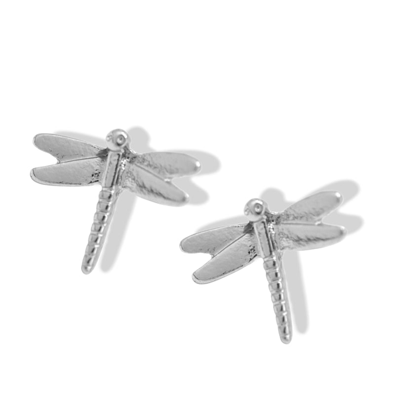Delicate Silver Dragonfly Earrings 0.5"