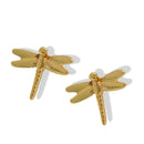 Delicate Gold Dragonfly Earrings 0.5"