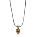 TWO TONE LIGHT TOPAZ CRYSTAL PENDANT NECKLACE