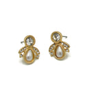 GOLD CRYSTAL TEARDROP PEARL STUD EARRING