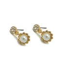 GOLD CREAM PEARL CRYSTAL  DROP EARRINGS