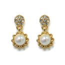 GOLD CREAM PEARL CRYSTAL  DROP EARRINGS