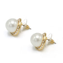 GOLD CREAM PEARL CRYSTAL STUD EARRING