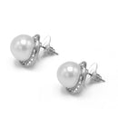 SILVER CREAM PEARL CRYSTAL STUD EARRING