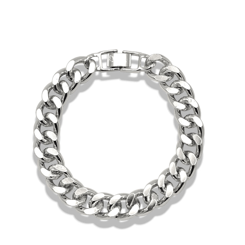 Silver Thick Curb Chain Bracelet 7.5"– Bold Statement Link Jewelry for Men & Women