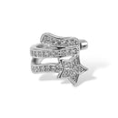 Silver Star & Sparkling Cuff Ear Clip – 0.5" Inch No Piercing Required Fashion Earring
