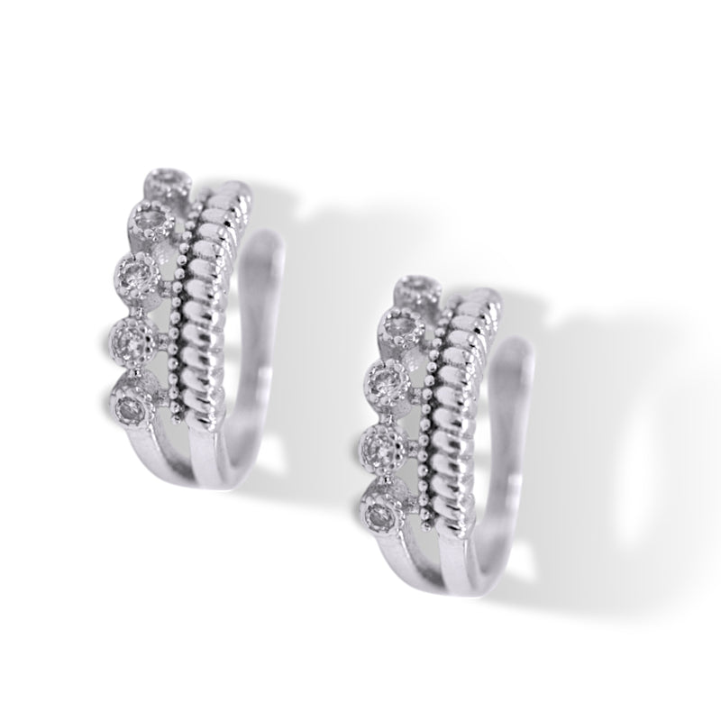 Rhodium Sparkling Cuff Ear Clip – 0.5" Inch No Piercing Required Fashion Earring