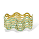 Gold & Mint Enamel Wave Bracelets (2.8" Diameter) – Set of 5