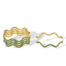 Gold & Turquoise Enamel Wave Bracelets 2.8" Diameter) – Set of 5