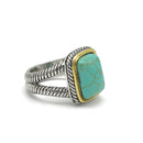 TWO-TONE TURQUOISE AND CRYSTAL RING