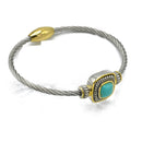 Two Tone Turquoise Classic Cable Magnetic Bracelet