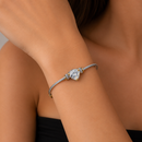 Clear Crystal Heart Cable Bracelet – 2.5" Diameter