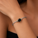 Black crystal Cable Bracelet with Two-Tone Accents 2.5"