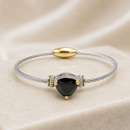 Black crystal Cable Bracelet with Two-Tone Accents 2.5"