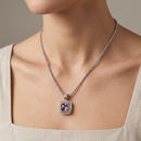 TWO TONE AMETHYST CRYSTAL PENDANT BOX CHAIN NECKLACE