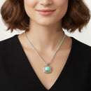 Two-Tone Turquoise Square Pendant Box Chain Necklace