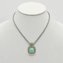 Two-Tone Turquoise Square Pendant Box Chain Necklace