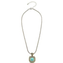 Two-Tone Turquoise Square Pendant Box Chain Necklace
