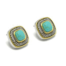Two Tone Turquoise Square cable Earrings for Women