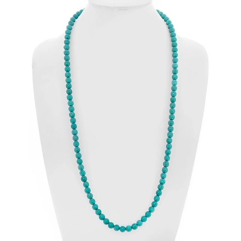 9 MM Turquoise Beads Long Necklace